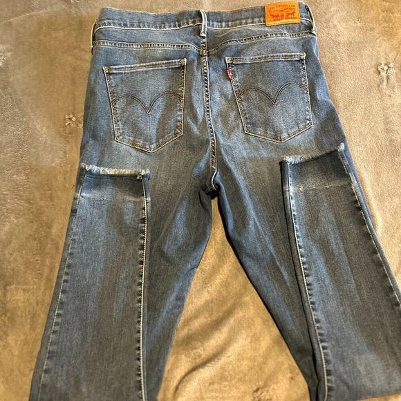 Levis 720 High Rise Super Skinny Stretch Denim Blue Jeans Women’s Size 32    4 - Picture 4 of 7